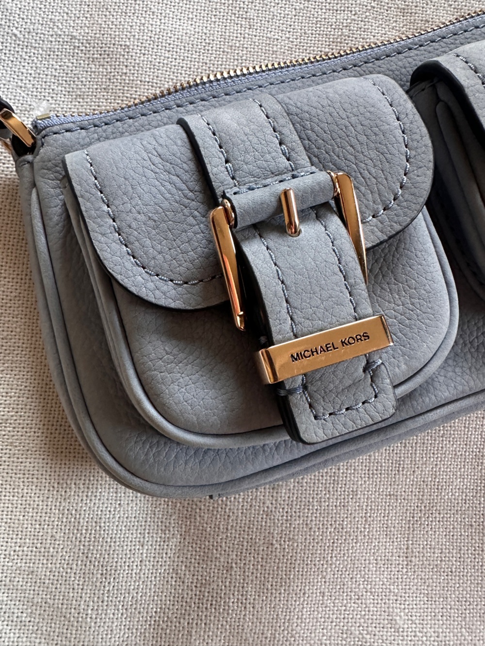 NWOT MICHAEL KORS Zoe Small Suede Convertible Pochette in Chambray Blue - Picture 4 of 11